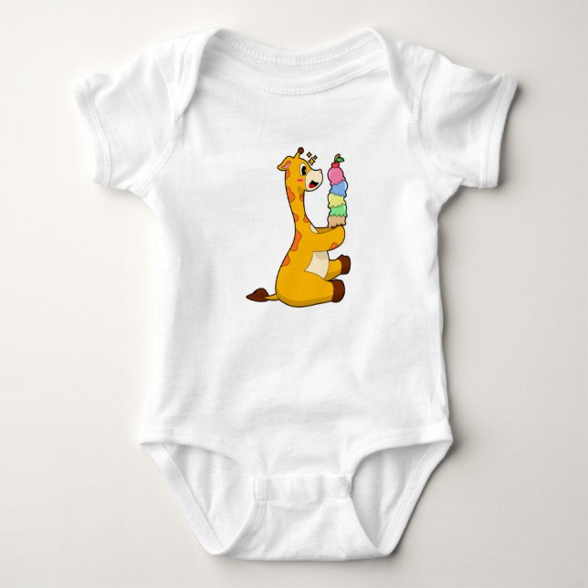 Body Para Bebê Sorvete Giraffe Waffle (Frente)