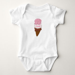 Body Para Bebê Sorvete napolitano com legenda para 2 bebês