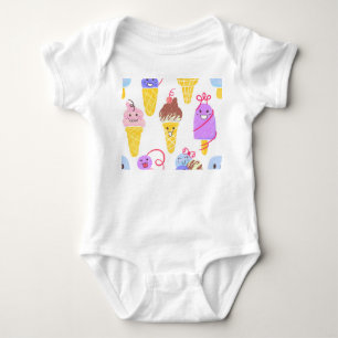 Body Para Bebê Sorvetes Kawaii, um padrão bonito e perfeito.