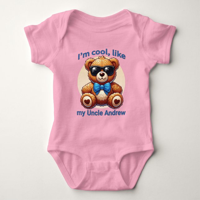 Body Para Bebê Sou Legal Teddy Bear com Arco Azul Personalizável (Frente)
