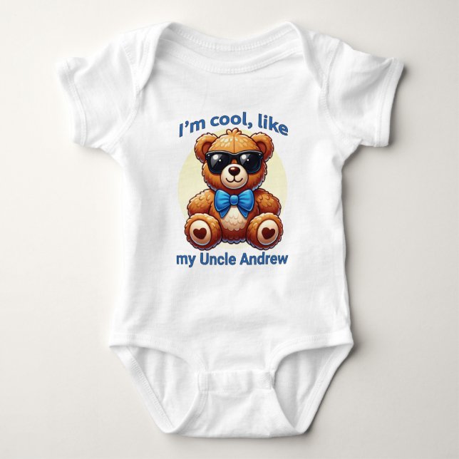 Body Para Bebê Sou Legal Teddy Bear com Arco Azul Personalizável (Frente)