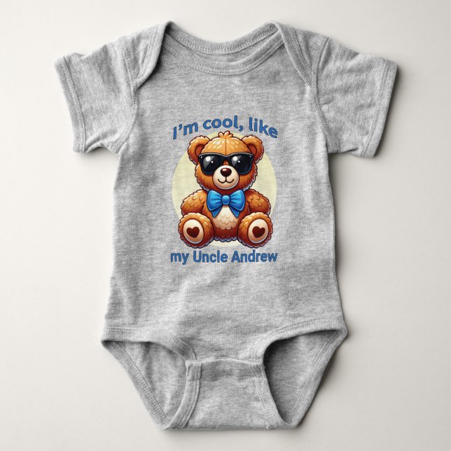 Body Para Bebê Sou Legal Teddy Bear com Arco Azul Personalizável (Frente)