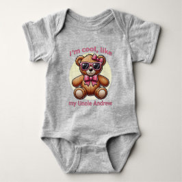 Body Para Bebê Sou Legal Urso de Teddy com Arco Rosa Personalizáv