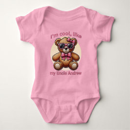 Body Para Bebê Sou Legal Urso de Teddy com Arco Rosa Personalizáv