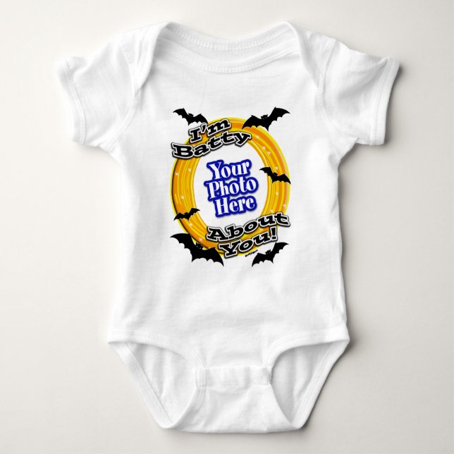 Body Para Bebê Sou o Batty por ti, Photo Scary Bats White (Frente)