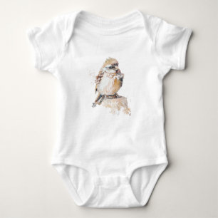 Body Para Bebê Sparrow de Bebê de Aquarela com Penas Desinfetadas