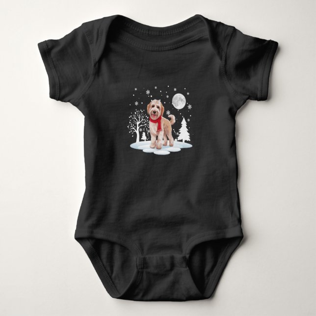 Body Para Bebê Spinone Italiano Sob Moonlight Snow Christmas (Frente)