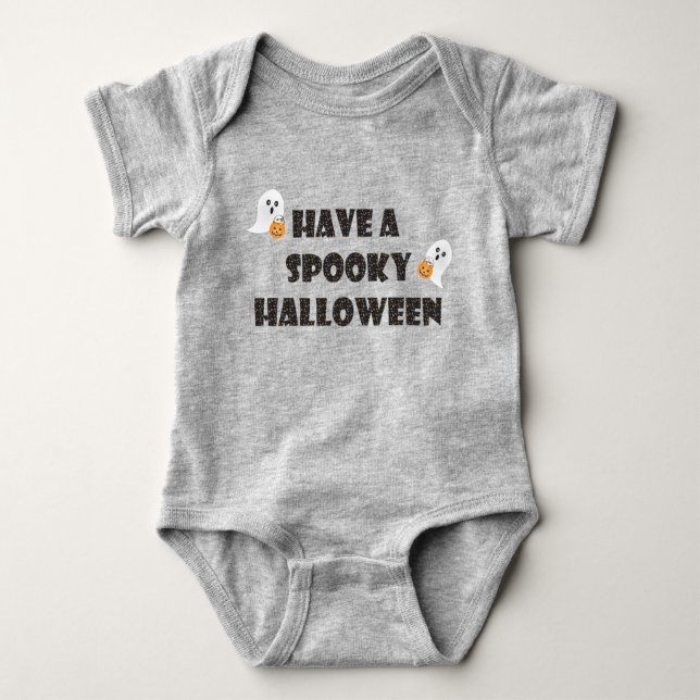 Body Para Bebê Spookeen Halloween Fantasmas Halloween Candy Orang (Frente)