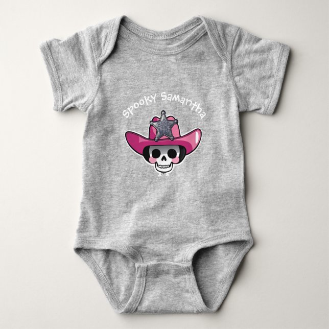 Body Para Bebê Spooky Girl Halloween, Skeleton Cowgirl Bodysuit (Frente)