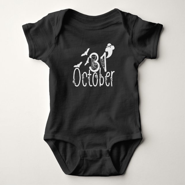 Body Para Bebê Spooky Halloween 31 de outubro (Frente)