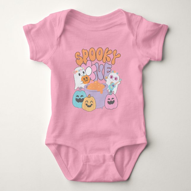 Body Para Bebê Spooky One Hippie Halloween Ghost (Frente)