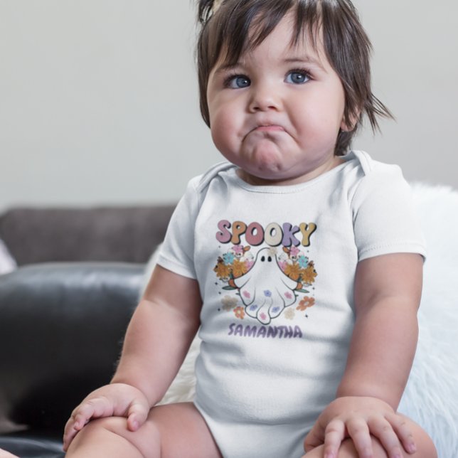 Body Para Bebê Spooky Retro Ghost Halloween Cute (Criador carregado)