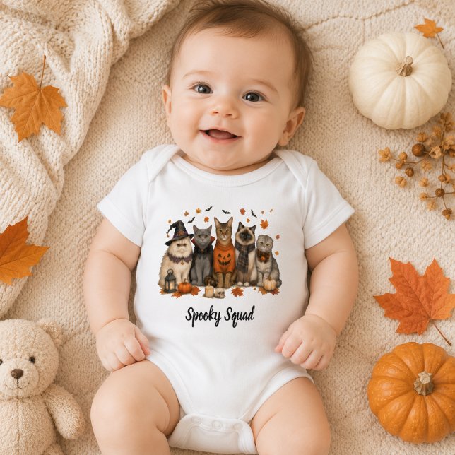 Body Para Bebê Spooky Squad Halloween Cats Illustration (Criador carregado)