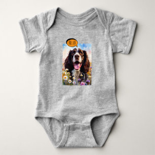 Body Para Bebê Springer Spaniel Alegre em Aquarela