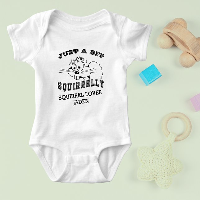 Body Para Bebê Squirrel Love Squirrelly Black Art Name (Squirrel Love Squirrelly Black Art Name White Baby Bodysuit)