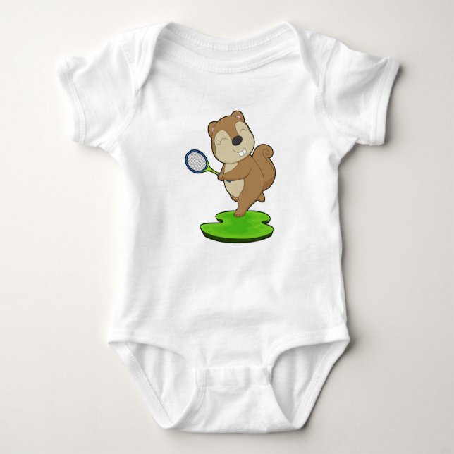 Body Para Bebê Squirrel Tennis Tennis racket (Frente)