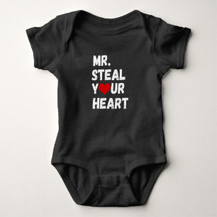 Body Para Bebê Sr. Steal Seu Dia de os namorados Cardíaco