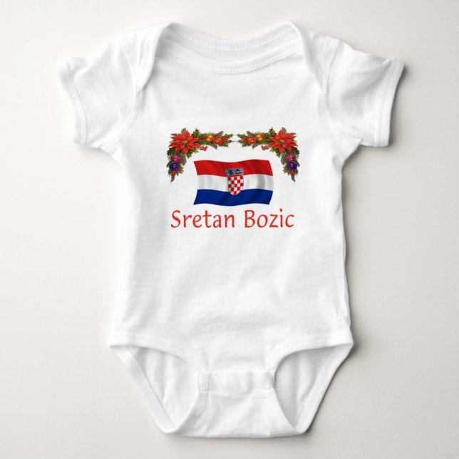Body Para Bebê Sretan croata Bozic (Feliz Natal) (Frente)