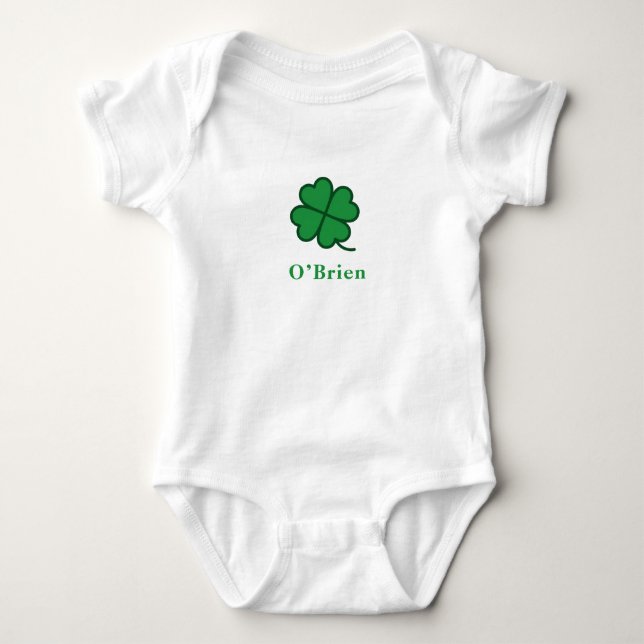 Body Para Bebê St. Patrick's Day | Custom Name Clover Design (Frente)