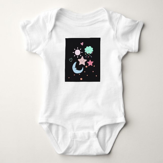 Body Para Bebê Star Moon - nuvem - coração bonito (Frente)