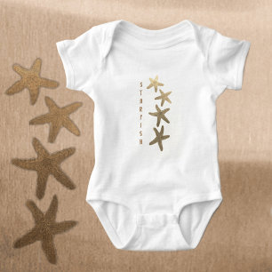 Body Para Bebê Starfish Natural Náutico Personalizável