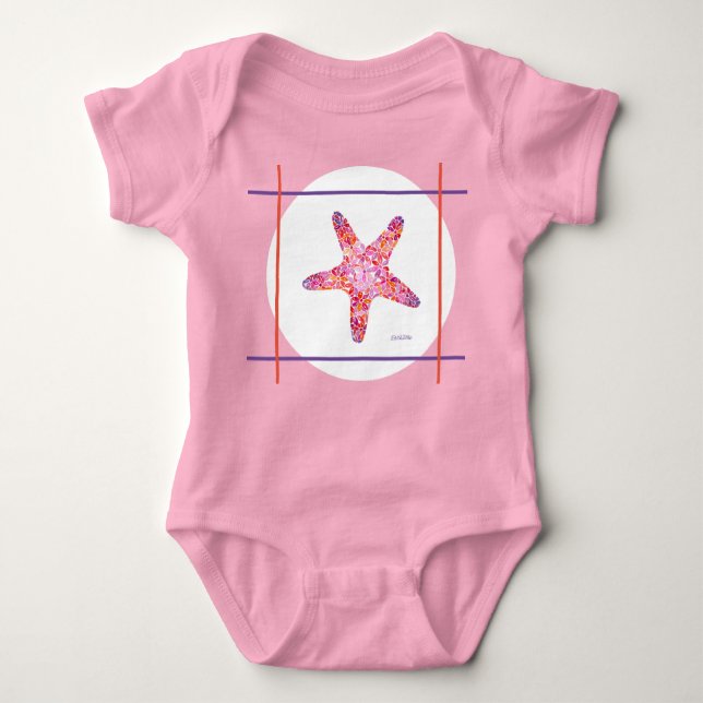 Body Para Bebê Starfish rosa Uma peça para bebê (Frente)