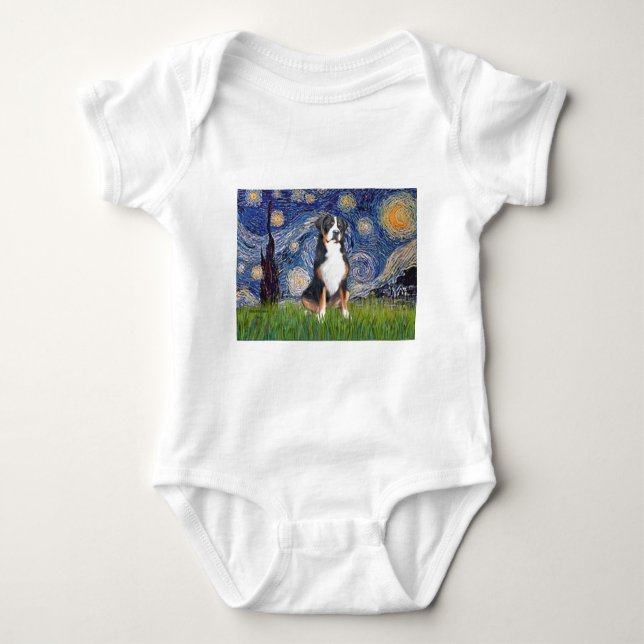 Body Para Bebê Starry Night-Greater Swiss Mountain Dog (Frente)