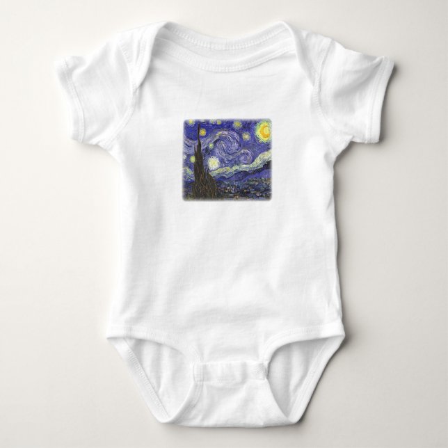 Body Para Bebê Starry Night por Van Gogh criança Creeper (Frente)