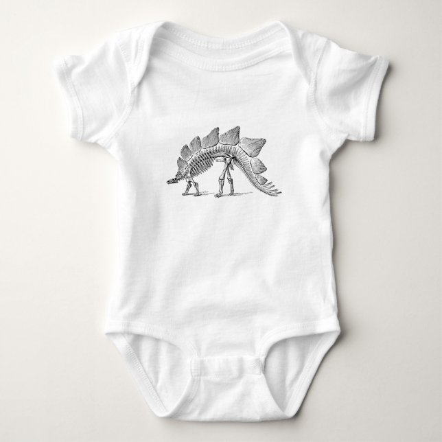Body Para Bebê Stegossauro Dinossauro Esqueleto Fóssil (Frente)