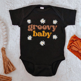 Body Para Bebê STEVIE Retro 70 Mostarda Daisy Groovy Baby B