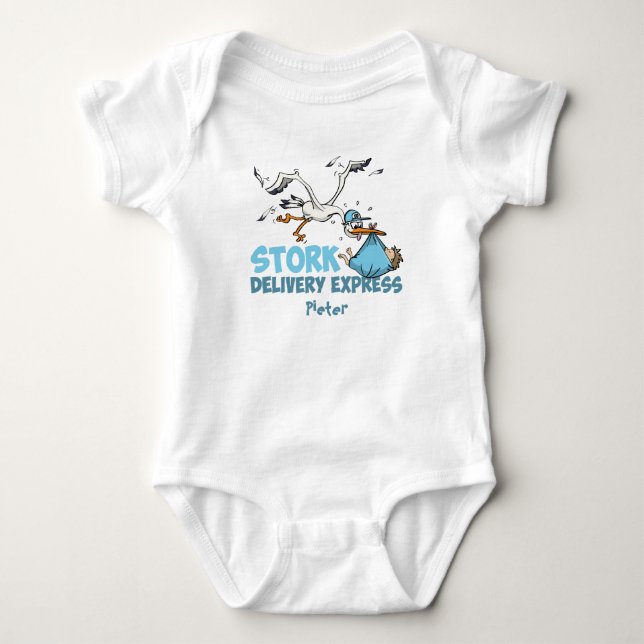 Body Para Bebê Stork Delivery – Gepersonaliseerde baby romper  (Frente)