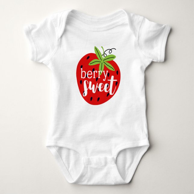 Body Para Bebê Strawberry Berry Sweet Birthday Baby Girl' (Frente)