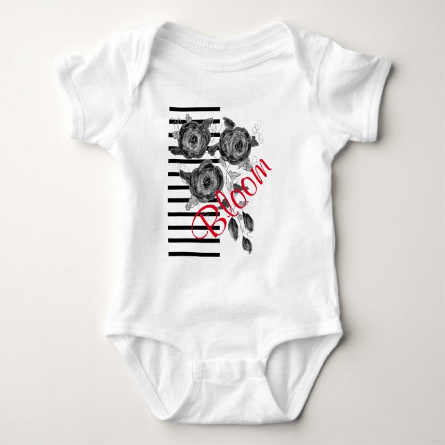 Body Para Bebê Stripe Preta e Branca (Frente)