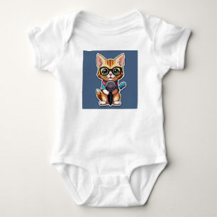 Body Para Bebê "Suavidade de Neve: Gato Branco Cutie Tee 🍼 🐱"