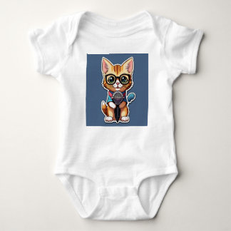 Body Para Bebê "Suavidade de Neve: Gato Branco Cutie Tee 🍼 🐱"