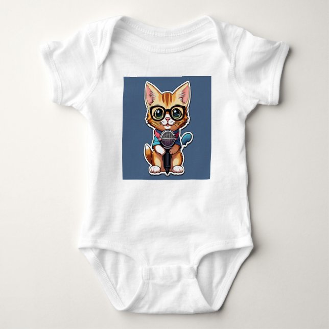 Body Para Bebê "Suavidade de Neve: Gato Branco Cutie Tee 🍼 🐱" (Frente)