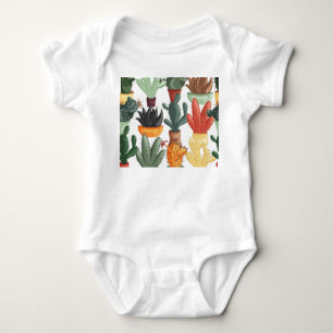 Body Para Bebê Suculentes, cactos: padrão floral fofo.