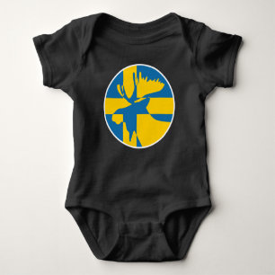 Body Para Bebê Suecia Moose Bandeira Nacional Sueca