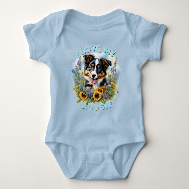 Body Para Bebê Sunny Aussie Meadow - Personalizável (Frente)
