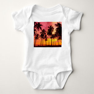 Body Para Bebê Sunset Tropical: Serenidade Silhueta Palma.