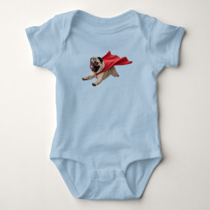 Body Para Bebê Super-herói Pug Fofo