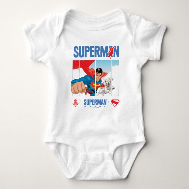 Body Para Bebê Super-Homem e Krypto Voam (Frente)