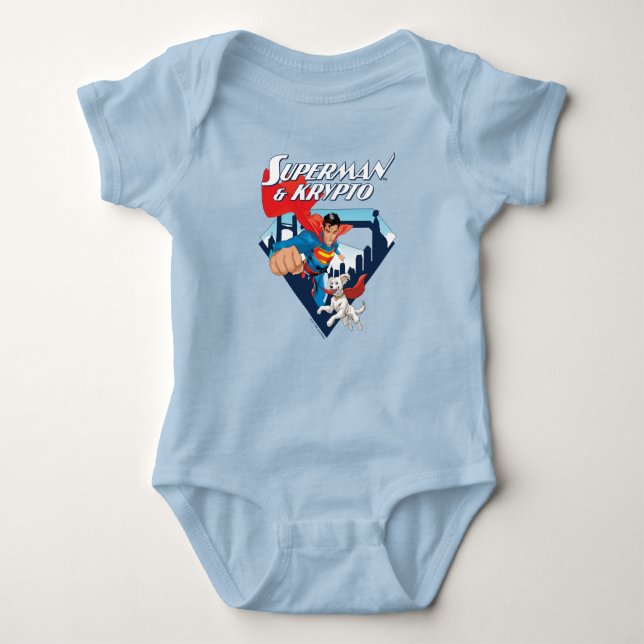 Body Para Bebê Super-Homem & Krypto Soar (Frente)