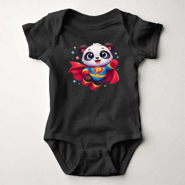Body Para Bebê Super Panda Hero — Panda Bebê Voador Kawaii Fofo B (Frente)