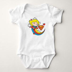 Body Para Bebê Supergirl Chibi Voando Arco-Íris