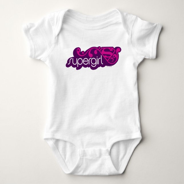 Body Para Bebê Supergirl Groovy Name e S-Shield (Frente)