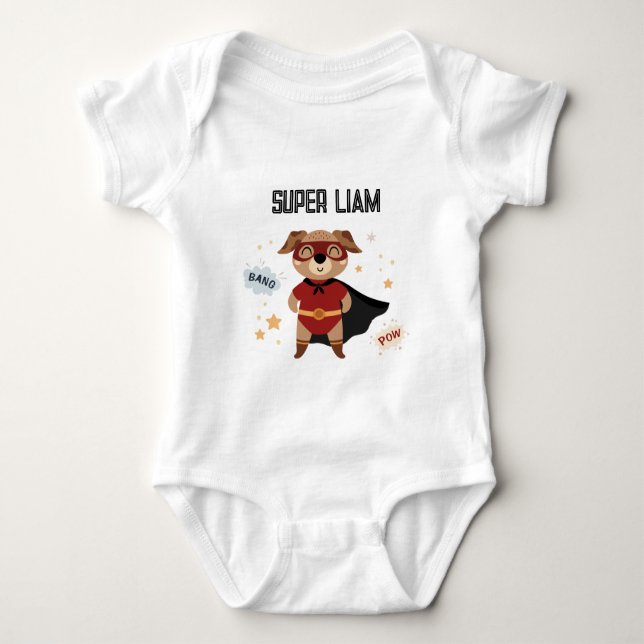 Body Para Bebê Superhero Dog Baby Toddler T-shirt (Frente)