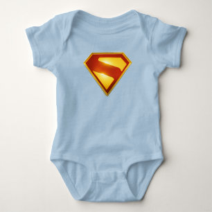 Body Para Bebê Superman Escudo Dourado Brilho