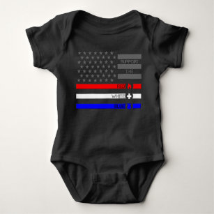Body Para Bebê Suportar o vermelho branco e azul - Fogo/EMS/Políc