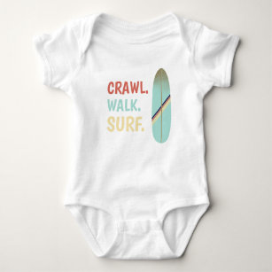 Body Para Bebê Surf legal de Surfboard Azul com Imagem Retroativa